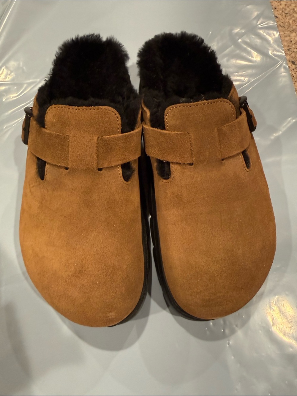 Birkenstock Boston Pap Chunky Shearling Clog - Dark Tea